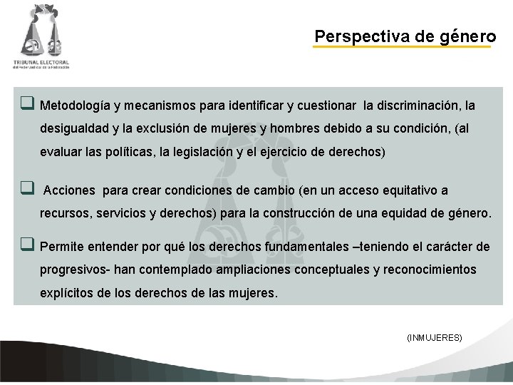 Perspectiva de género q Metodología y mecanismos para identificar y cuestionar la discriminación, la