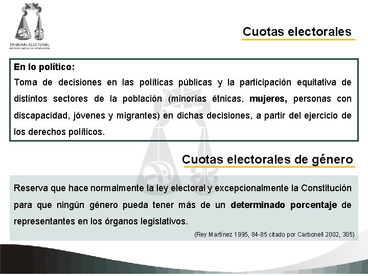 Cuotas electorales En lo político: Toma de decisiones en las políticas públicas y la