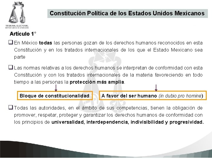 Constitución Política de los Estados Unidos Mexicanos Artículo 1° q En México todas las
