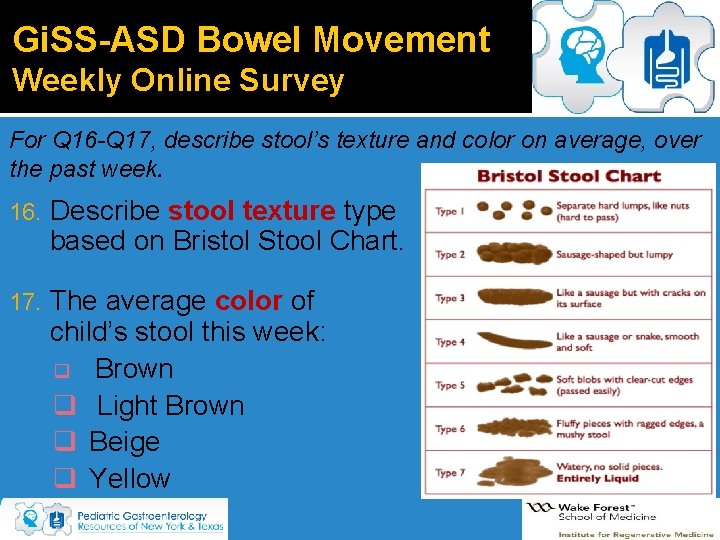 Gi. SS-ASD Bowel Movement Weekly Online Survey For Q 16 -Q 17, describe stool’s Gi. SS-ASD Bowel Movement Weekly Online Survey For Q 16 -Q 17, describe stool’s