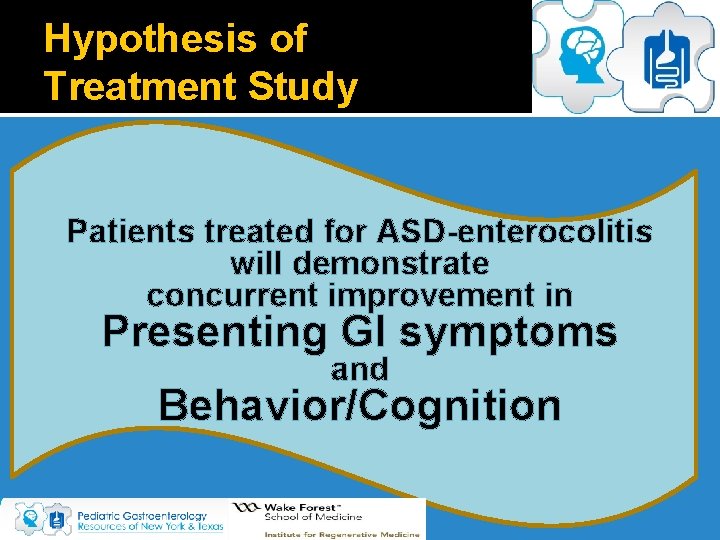 Hypothesis of Treatment Study Patients treated for ASD-enterocolitis will demonstrate concurrent improvement in Presenting Hypothesis of Treatment Study Patients treated for ASD-enterocolitis will demonstrate concurrent improvement in Presenting