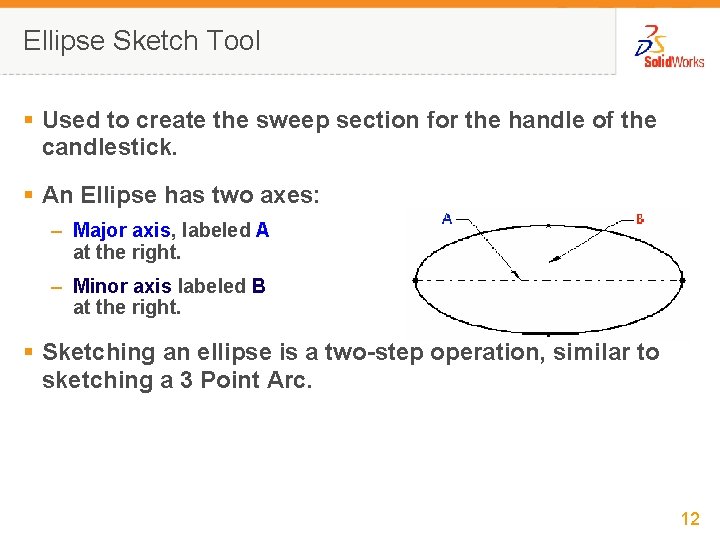 Ellipse Sketch Tool § Used to create the sweep section for the handle of