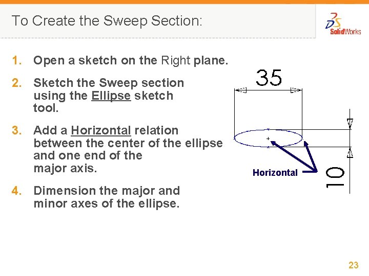 To Create the Sweep Section: 1. Open a sketch on the Right plane. 2.