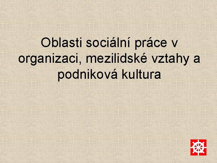 Oblasti sociální práce v organizaci, mezilidské vztahy a podniková kultura 