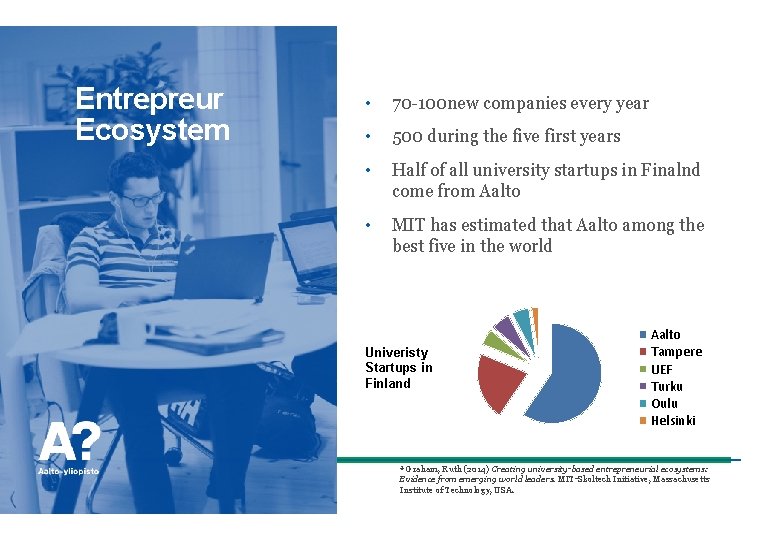 Entrepreur Ecosystem • 70 -100 new companies every year • 500 during the five