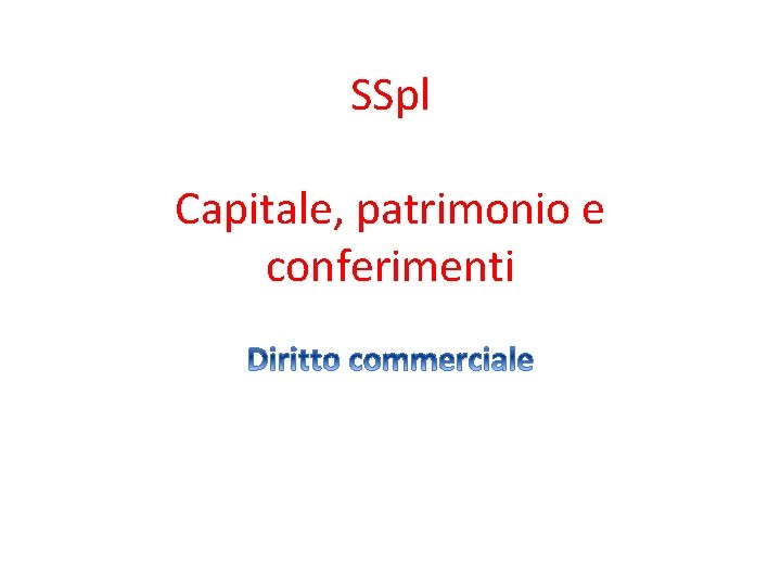 SSpl Capitale, patrimonio e conferimenti 