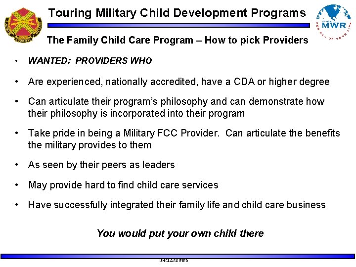 Touring Military Child Development Programs The Family Child Care Program – How to pick Touring Military Child Development Programs The Family Child Care Program – How to pick