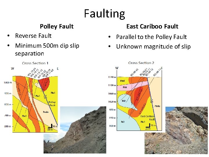 Faulting Polley Fault • Reverse Fault • Minimum 500 m dip slip separation East