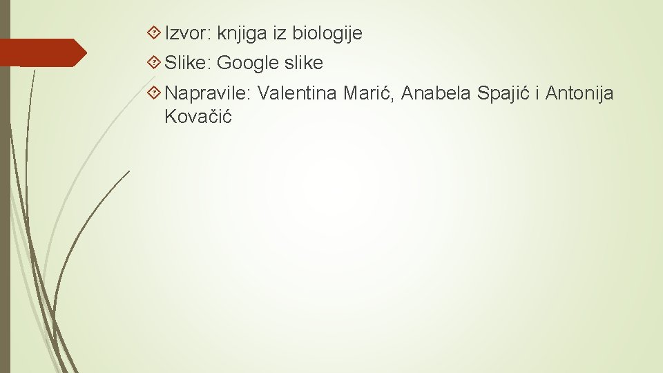  Izvor: knjiga iz biologije Slike: Google slike Napravile: Valentina Marić, Anabela Spajić i