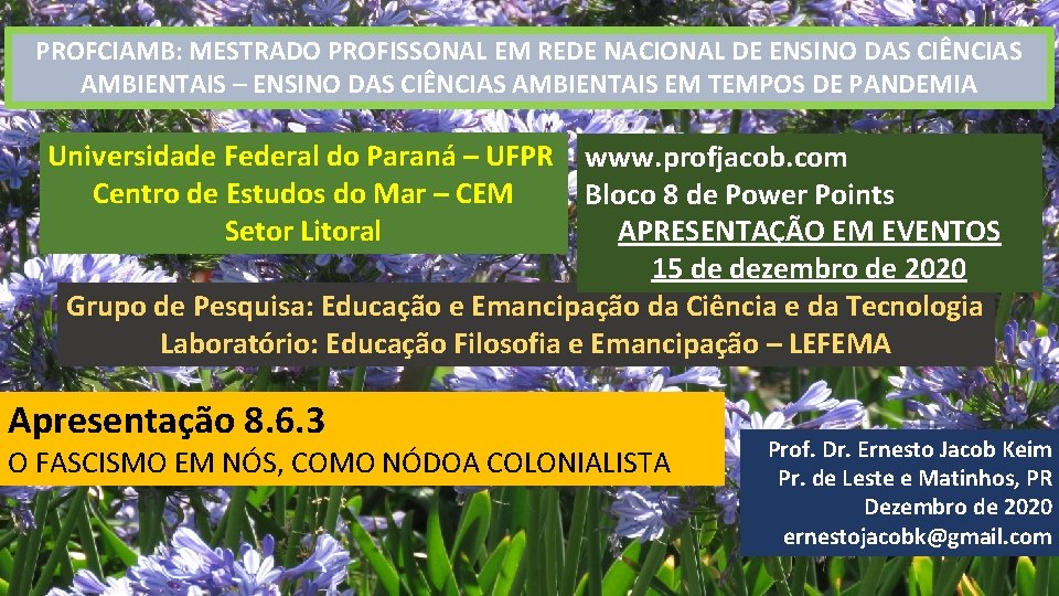 PROFCIAMB: MESTRADO PROFISSONAL EM REDE NACIONAL DE ENSINO DAS CIÊNCIAS AMBIENTAIS – ENSINO DAS