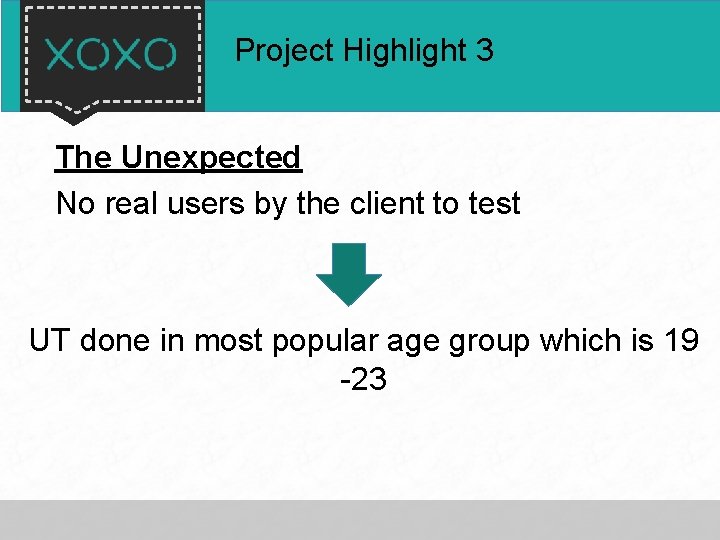 Project Highlight 3 The Unexpected No real users by the client to test UT