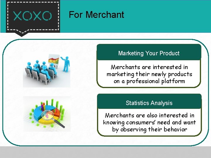 For Merchant XOXO Marketing Your Product Merchants are interested in marketing their newly products