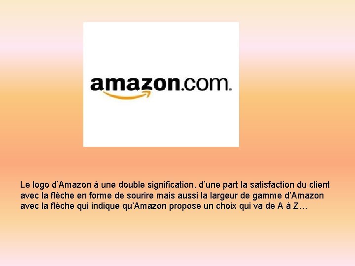 Le logo d’Amazon à une double signification, d’une part la satisfaction du client avec