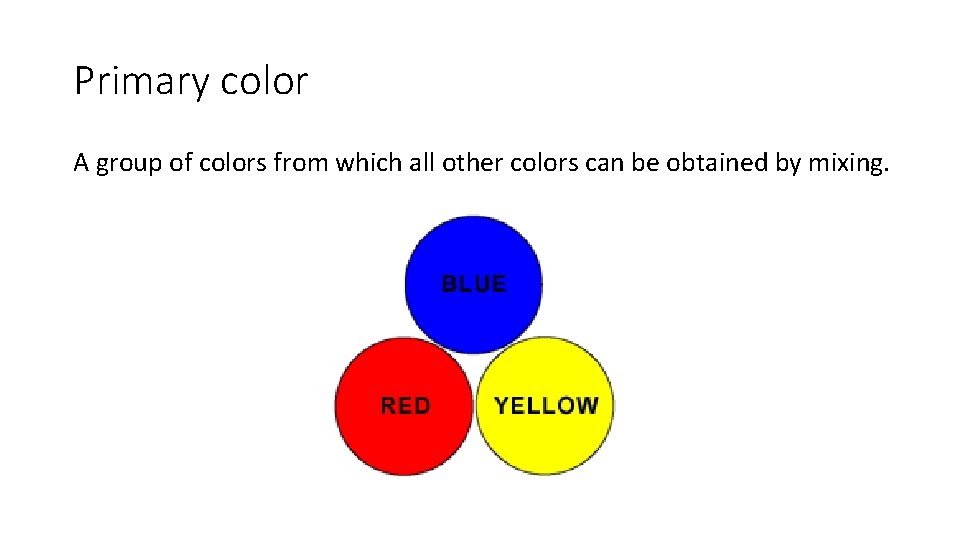 Primary color A group of colors from which all other colors can be obtained