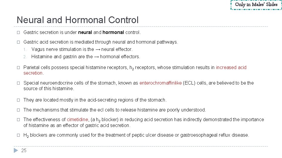 Only in Males’ Slides Neural and Hormonal Control � Gastric secretion is under neural