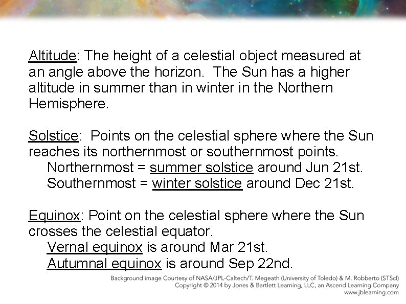 Altitude: The height of a celestial object measured at an angle above the horizon.