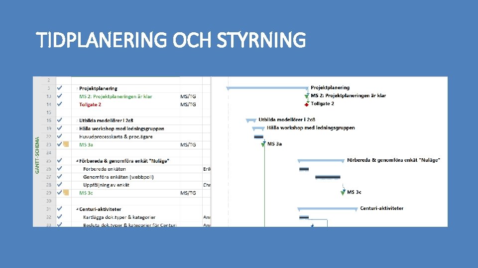 TIDPLANERING OCH STYRNING 