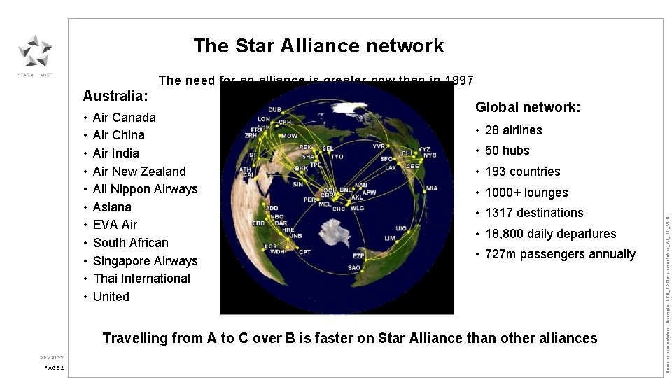 The Star Alliance network The need for an alliance is greater now than in