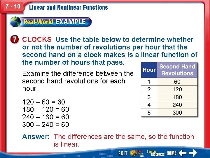 7 - 10 CLOCKS Use the table below to determine whether or not the