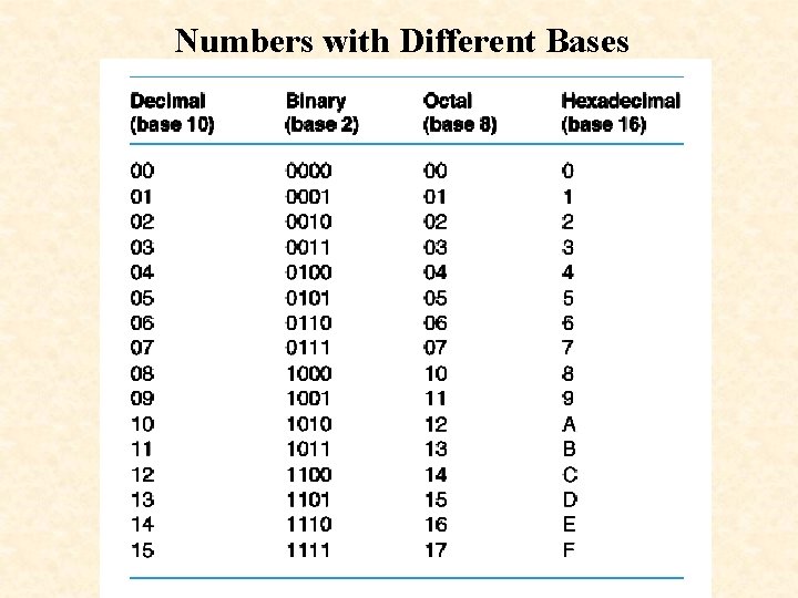 Numbers with Different Bases 