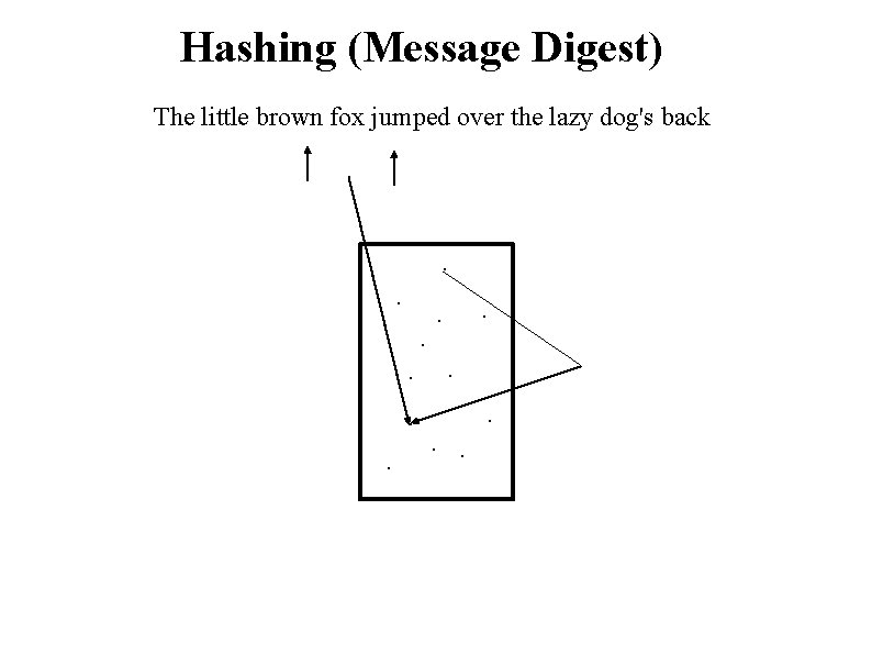 Hashing (Message Digest) The little brown fox jumped over the lazy dog's back .