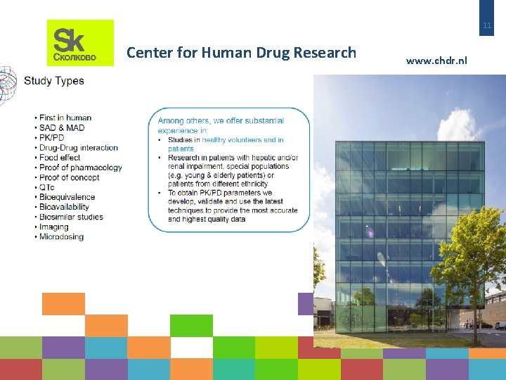 11 Center for Human Drug Research www. chdr. nl 