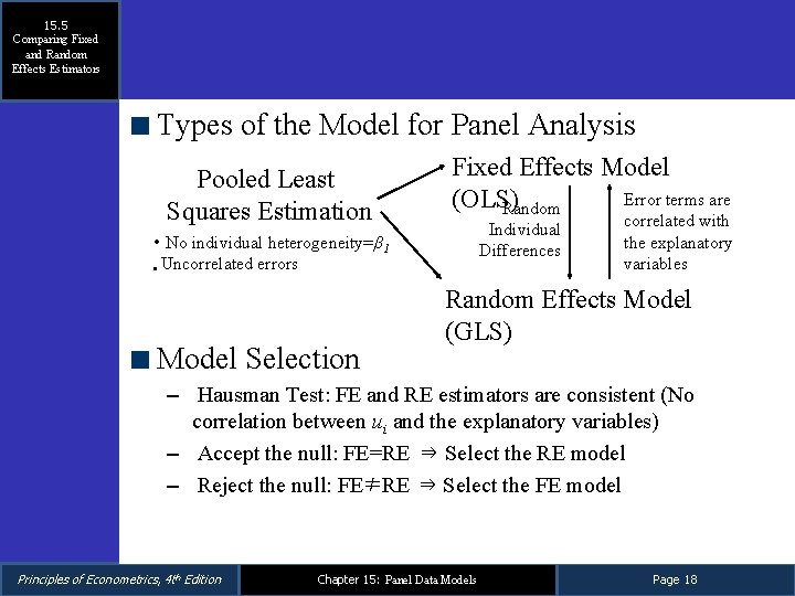 Chapter 15 Panel Data Models Principles of Econometrics