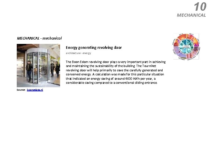 10 MECHANICAL - mechanical Energy generating revolving door architecture · energy The Boon Edam 10 MECHANICAL - mechanical Energy generating revolving door architecture · energy The Boon Edam