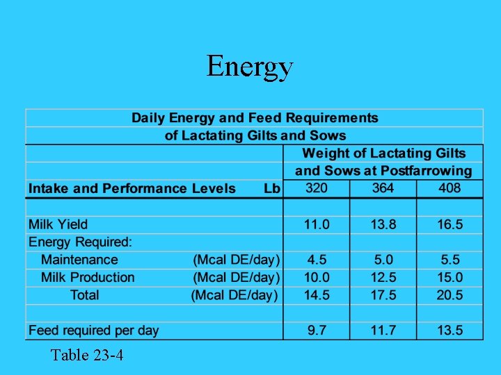 Energy Table 23 -4 