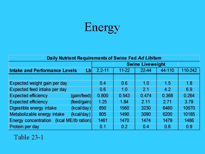 Energy Table 23 -1 