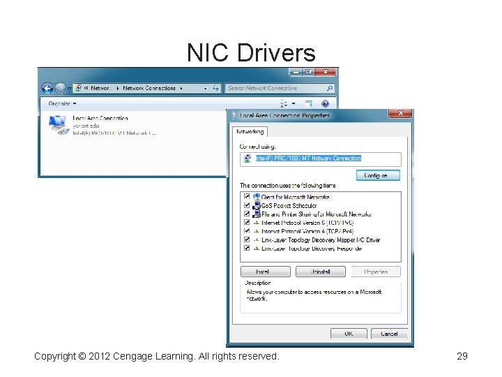 NIC Drivers Copyright © 2012 Cengage Learning. All rights reserved. 29 