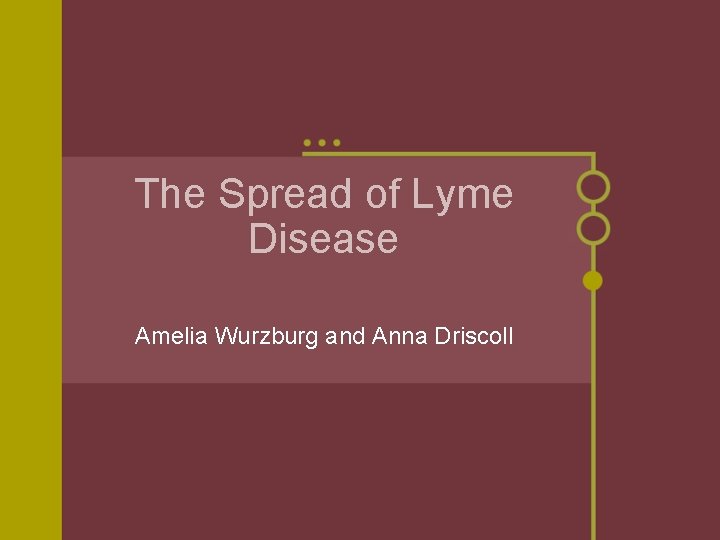The Spread of Lyme Disease Amelia Wurzburg and Anna Driscoll 