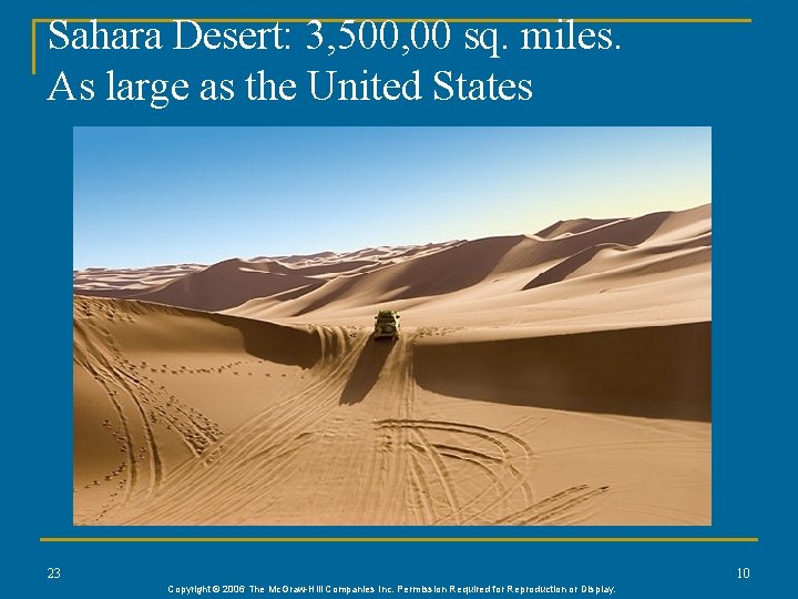 Sahara Desert: 3, 500, 00 sq. miles. As large as the United States 23