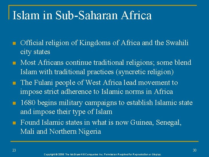 Islam in Sub-Saharan Africa n n n Official religion of Kingdoms of Africa and
