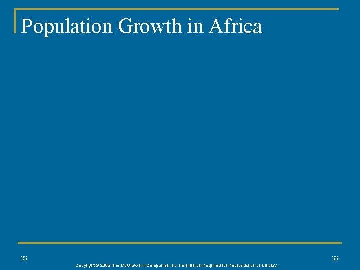 Population Growth in Africa 23 33 Copyright © 2006 The Mc. Graw-Hill Companies Inc.