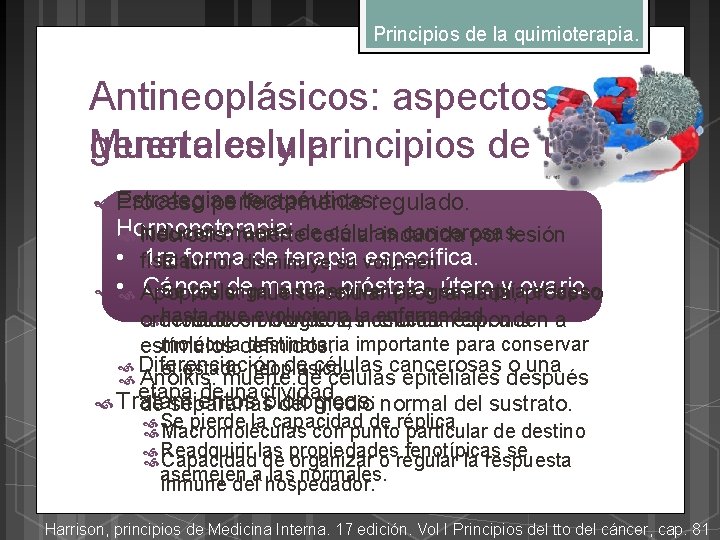 Principios de la quimioterapia. Antineoplásicos: aspectos generales Muerte celular. y principios de uso. Estrategias