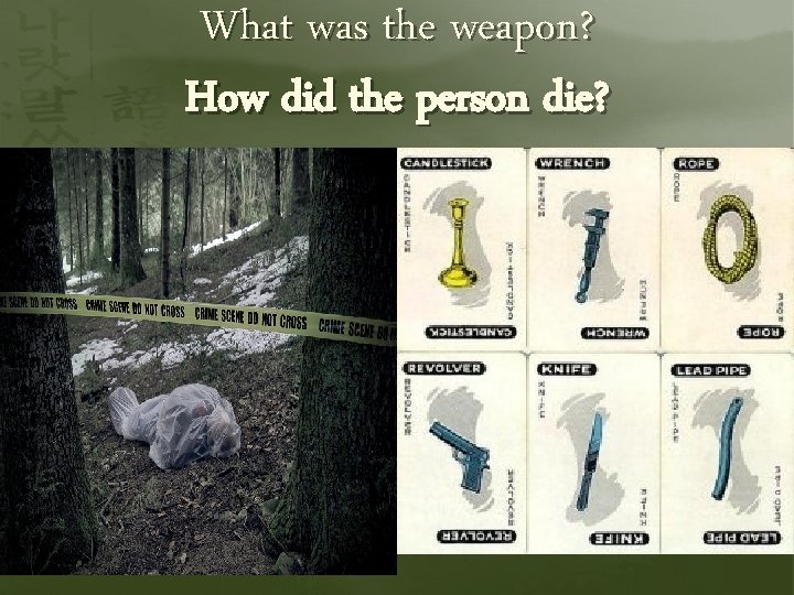 What was the weapon? How did the person die? 