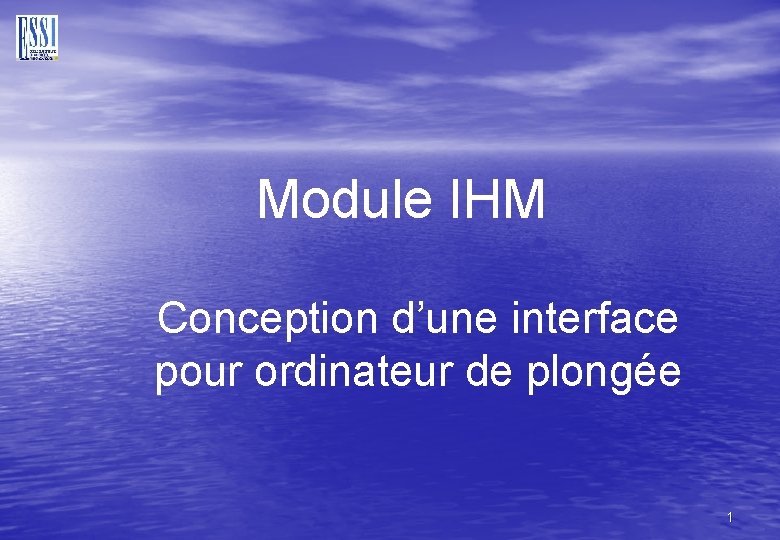 Module IHM Conception d’une interface pour ordinateur de plongée 1 