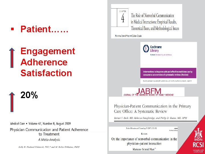 § Patient…… Engagement Adherence Satisfaction 20% 