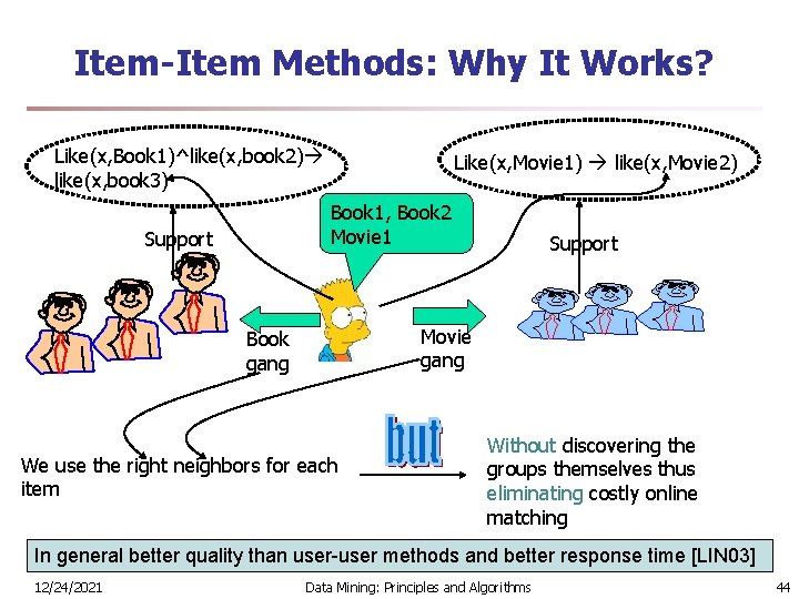 Item-Item Methods: Why It Works? Like(x, Book 1)^like(x, book 2) like(x, book 3) Like(x,