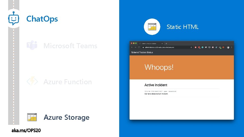 Chat. Ops Microsoft Teams Azure Function Azure Storage Static HTML 