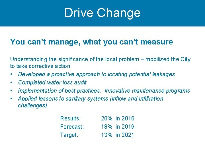 Drive Change You can’t manage, what you can’t measure Understanding the significance of the