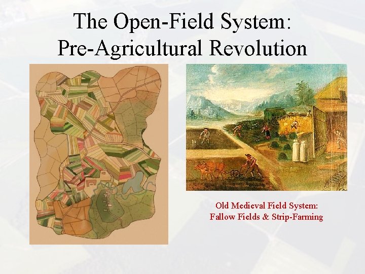 The Open-Field System: Pre-Agricultural Revolution Old Medieval Field System: Fallow Fields & Strip-Farming 