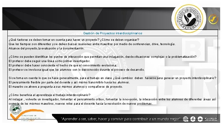 Gestión de Proyectos interdisciplinarios ¿Qué factores se deben tomar en cuenta para hacer un