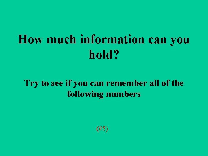 How much information can you hold? Try to see if you can remember all