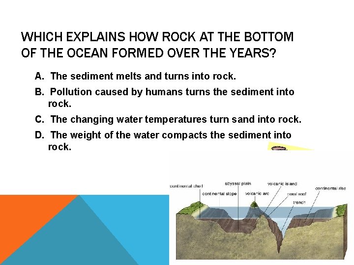 WHICH EXPLAINS HOW ROCK AT THE BOTTOM OF THE OCEAN FORMED OVER THE YEARS?