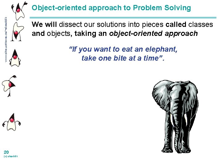 www. site. uottawa. ca/~elsaddik Object-oriented approach to Problem Solving 20 (c) elsaddik We will