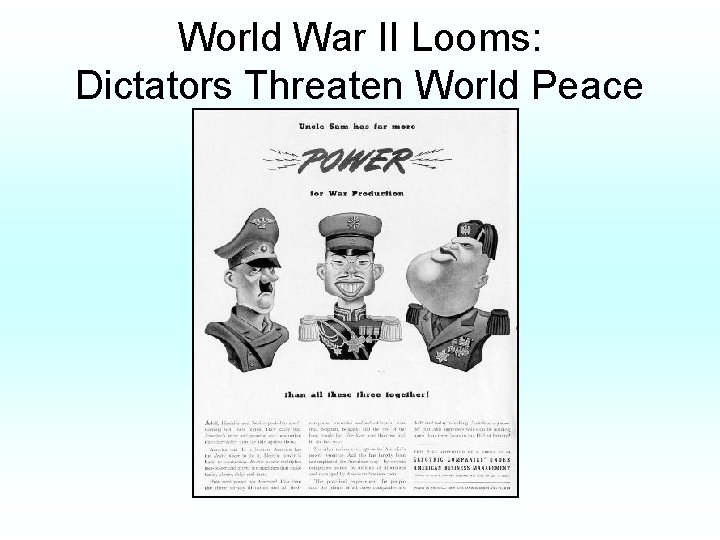 World War II Looms: Dictators Threaten World Peace 