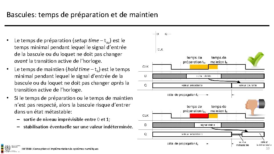 Bascules: temps de préparation et de maintien • Le temps de préparation (setup time