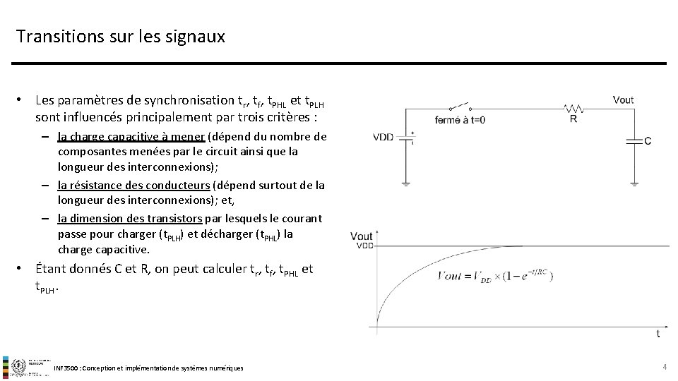 Transitions sur les signaux • Les paramètres de synchronisation tr, tf, t. PHL et